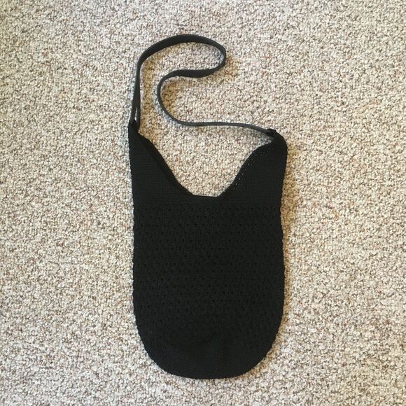 Jackson Handbags - Jackson Crochet Purse Bag Black Strap Snap Closure Boho Minimal Beach Boho